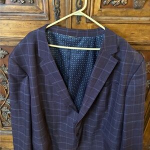 Oak Hill Blazer Men’s 4XL 58R 60R Purple Plaid Two Button Sport Coat Jacket